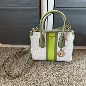 Michael Kors Lime Green and White Satchel